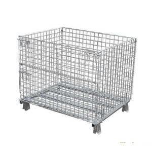 Conteneur de stockage empilable en acier de <span class=keywords><strong>cage</strong></span> de fil de boîte de maille d'entrepôt de capacité élevée avec des roues - Product Image 1