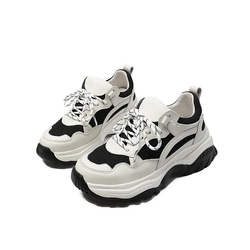 Best selling product Women Chunky Sneakers Black White Platform Thick Sole Casual Shoe Winter Women Sports casual Shoes