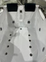 Baignoire spa à remous HG Modern 71 pouces pour 2 personnes, douche intégrée, baignoire de massage autoportante avec main courante de sécurité en acier inoxydable