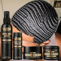 Kit de coiffage pour hommes Oalen Private Label Black pour des ondulations 360, pommade coiffante, poudre coiffante, spray à tenue forte et gel de contrôle des bords
