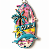 Porte-clés en résine personnalisable avec gravure, nouveau design, souvenirs de Miami Beach, vente en gros