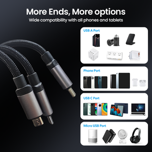 Bán Buôn 3 Trong 1 Pd 27W 120W Nylon Bện 1.2M Cáp Chuyển USB Sạc Nhanh Cáp Dữ Liệu Với Thông Minh Hiển Thị Kỹ Thuật Số - Product Image 6
