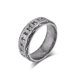 Vintage Nordic Viking Letter Titanium Steel <b>Ring</b> For <b>Men</b> Antique <b>Silver</b> Jewelry Index Finger <b>Ring</b> Retro Style Gift - Product Image 1