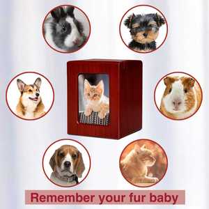 Guci Kayu, Guci Hewan Peliharaan untuk Abu Anjing dan Kucing, Suvenir Hewan Peliharaan dengan Bingkai Foto, Permukaan Halus untuk Kemudahan Pembersihan - Product Image 1
