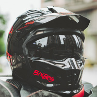 SLKE Nouveau Casque de Moto Intégral Rétro Samurai Street Fighter Amovible ABS à Dégagement Rapide