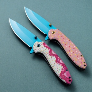 Cuchillo Plegable de Hoja Fija para Camping y Caza al Aire Libre, Mango Tipo Donut, Hoja de Acero Inoxidable, ABS, 190mm de Longitud Total, Portátil - Product Image 2