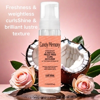 Mousse coiffante pour cheveux à la noix de coco en marque privée, définit les boucles, enveloppe, brillance élevée, sans flocons, mousse moussante biologique, crème pour cheveux bouclés