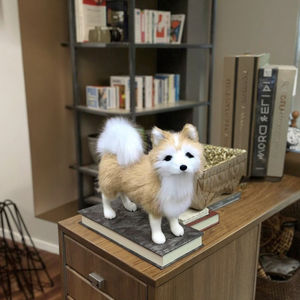 Alaska realistico soffice cane Husky 5 pollici fatto a mano in miniatura modello realistico animale peluche PP cotone decorativo da scrivania giocattoli - Product Image 1