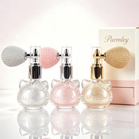 Nouveau design – Flacon de parfum vide en verre de 10 ml en forme de chat, mignon, avec pulvérisateur à air et poudre scintillante