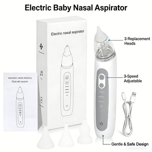 Aspirateur nasal pour bébé à <span class=keywords><strong>main</strong></span>, électrique, à piles, nettoyeur nasal automatique, intensité d'inhalation, musique, lumière - Product Image 1
