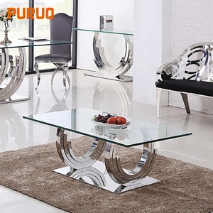 Buffet moderne PURUO table de couloir <span class=keywords><strong>haute</strong></span> <span class=keywords><strong>en</strong></span> métal table <span class=keywords><strong>console</strong></span> <span class=keywords><strong>en</strong></span> <span class=keywords><strong>verre</strong></span> trempé transparent clair pour salon - Product Image 5