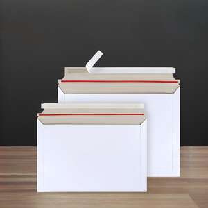 Enveloppes en carton kraft rigides, blanches, extensibles, auto-adhésives, recyclées, pour photos et documents, vente en gros sur mesure - Product Image 1