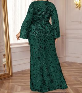 فستان سهرة طويل فاخر بمقاسات كبيرة من L إلى 4XL، مزين بالترتر اللامع بأكمام طويلة، مناسب لحفلات الزفاف والمناسبات الرسمية، بقصة حورية البحر الضيقة، مثالي لأم العروس - Product Image 5