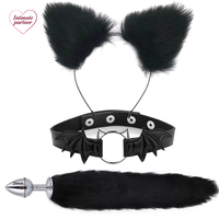 Serre-tête mignon et sexy avec queue de renard, plug anal métallique, collier, pince à tétons, BDSM Cosplay pour couple femme