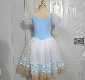 Vestido de Danza Ballet para Niñas 2025 con Encaje y Borde Dorado, Traje de Tutú para Actuación de Ballet, Ropa de Competición para Niñas - Product Image 3