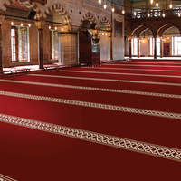 Tapis de mosquée écologique en polypropylène jacquard, lavable, acoustique, rouge, pour église, de mur à mur