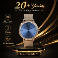 Montre-bracelet analogique minimaliste personnalisée, cadran bleu soleil, bracelet en acier inoxydable maillé, fabricant de montres avec logo personnalisé, MOQ100