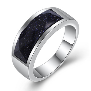 Bague unisexe géométrique en acier inoxydable blanc bleu noir pour usage quotidien CG1309 - Product Image 2