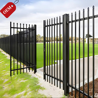 Valla de Jardín de Acero Moderna, de Acero Galvanizado Negro con Recubrimiento en Polvo, 6x8, de Seguridad, de Hierro Forjado con Parte Superior Plana, Ecológica