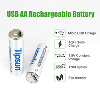 Batterie Li-ion rechargeable AA en gros, Tipsun 1.5V 2300mWh, USB Type-C, approvisionnement en vrac