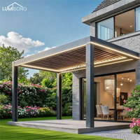 Pergola motorisée en aluminium avec revêtement en poudre sur mesure, 3x3m, 3x4m, 4x6m, 5x6m, pavillon, gazebo, éclairage LED, résistant à la pourriture, terrasses de restaurant