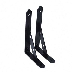 WEKIS Heavy-Duty 6/8/10/12-Inch Floating <b>Shelf</b> Corner <b>Bracket</b> 90 Degree Triangle Gusset <b>Black</b> Powder Coated Screw-in <b>Brackets</b> - Product Image 2