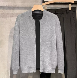 Cardigan Homme à Double Fermeture Éclair – Collection Printemps-Automne 2025 – Pull Tricoté Uni Simple et Polyvalent – Veste Tendance - Product Image 3