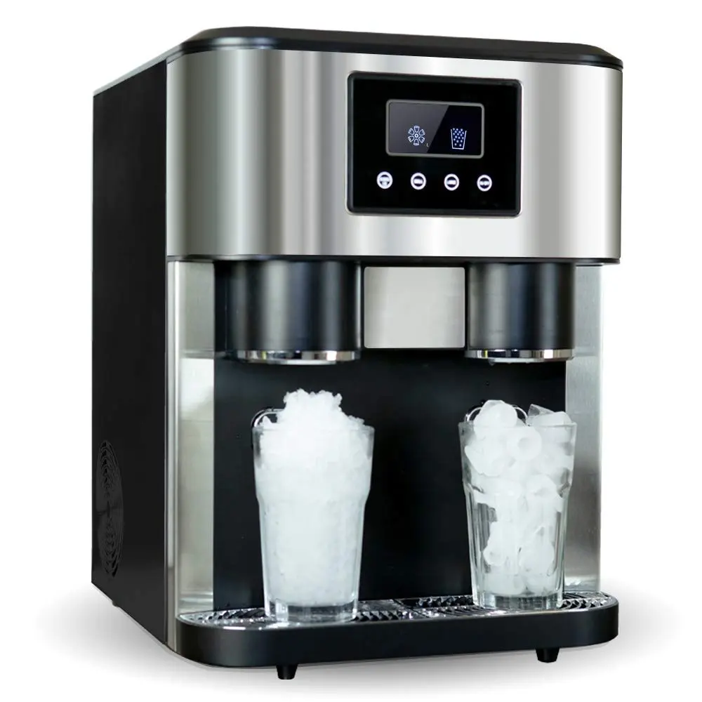 Soğuk içecekler için taşınabilir temizle buz küpü makinesi soğuk su ve ezilmiş buz ile buz yapım makinesi dağıtmak