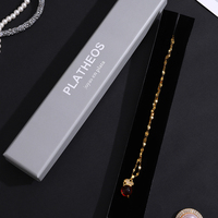Boîte rigide sur mesure gris mat texturé avec couvercle et base, gaufrée, pour collier spécialisé en perles, coffret d'identité Héritage