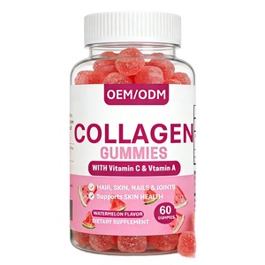 Gomitas de Colágeno OEM 60 Unidades |   Suplemento Dietético para Adultos con Vitamina C y Sabor a Sandía para Cabello, Piel, Uñas y Articulaciones, Mejora la Densidad Ósea - Product Image 1