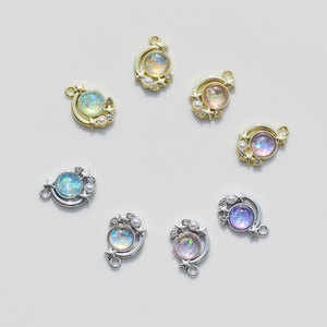 Pendentif planète en alliage avec perle et strass en forme de demi-lune pour la fabrication de bijoux GJ296 - Product Image 3