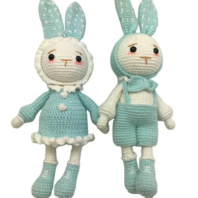 2021 New arrival Knitting wool baby crochet toys rabbit soft toy 100% handmade knit doll