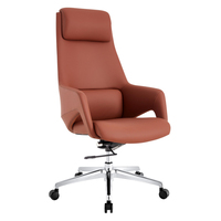 Chaise de bureau exécutive en cuir avec soutien lombaire, chaise de direction ergonomique, base en aluminium, chaise de bureau réglable