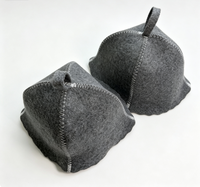Lot de 2 chapeaux de sauna en feutre de laine uni, couleur grise, coutures en zigzag, résistants à la chaleur, unisexes, accessoires pour sauna et hammam