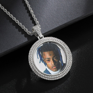 Kalung liontin foto kristal Semua berlian, Kalung Hiphop Punk perunggu untuk teman dan keluarga - Product Image 5