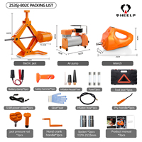 Kit de cric électrique à ciseaux 3-en-1 3T 42cm 12V avec clé à chocs et compresseur d'air pour réparation d'urgence routière