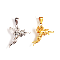 Collier Pendentif Bébé Ange Lotus Étoile Polaire Catholique avec Rose AK en Acier Inoxydable, Bijoux de Mode en Gros, Nouvelle Collection RH