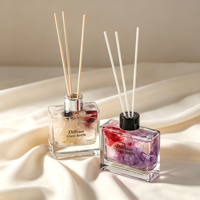 Bouteille diffuseur de parfum ultra-fine transparente de 50 ml et 120 ml, en verre recyclable de forme plate avec boîte