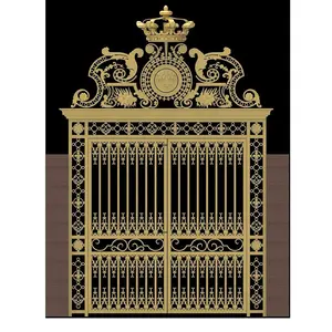 उच्च गुणवत्ता गढ़ा लोहे के फाटक डिजाइन सरल नवीनतम छोटे मुख्य मंदिर गेट्स डिजाइन रंग रंग डबल दरवाजा लौह धातु गेट्स