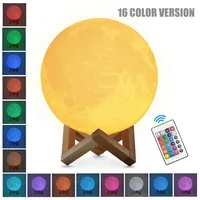 Livraison immédiate Impression 3D Lampe de Lune Rechargeable Veilleuse LED Creative Touch Switch Moon Light For Bedroom Decoration Birthday Gift
