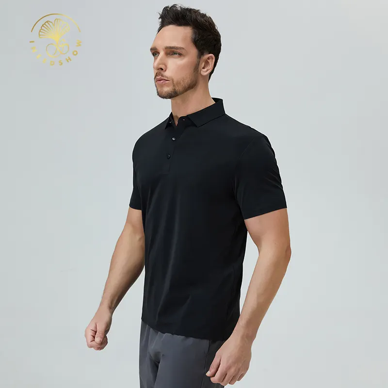 Vente en gros de vêtements pour hommes de haute qualité en nylon uni, coupe à sec, uniforme de golf, t-shirts polo pour hommes