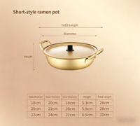Pot à ramen coréen en aluminium de qualité supérieure, léger et multifonctionnel, pour nouilles et soupes, pour la maison et la restauration