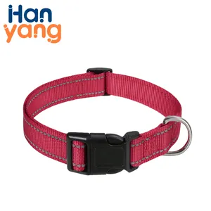 Hanyang-collar reflectante de nailon a rayas para perro y gato, collarín reflectante de alta resistencia, ajustable, Multicolor, OEM