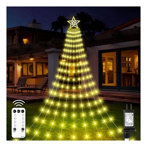 Luz de Árbol en <span class=keywords><strong>Cascada</strong></span> de 350 LED con 8 Modos, Temporizador, Control Remoto, Enchufe, Luz Navideña para Decoración de Interiores, Hogar y Fiestas - Product Image 1