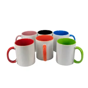 Foto wechselnder heißwasser Sublimation 11 Unzen innere Kante bunte Griff Farbe Keramikbecher Farbe innere magische Tasse