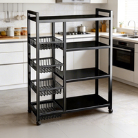 Chariot de rangement métallique multi-niveaux rotatif pour cuisine, étagère épaissie pour fruits et légumes, idéal pour salon et salle de bain