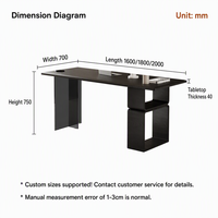 Bureau de direction moderne et minimaliste, plateau en placage de chêne naturel, pieds en acrylique, table de luxe pour patron