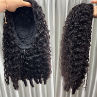 Longue demi-perruque en cheveux humains brésiliens |   Perruque mi-longue bouclée style birman, texture naturelle, cheveux humains, pour femmes