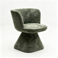 Chaise de salle à manger moderne en chenille avec base conique intégrée, chaise d'appoint avec accoudoirs incurvés, chaise de loisirs pour salle à manger, salon et décoration intérieure