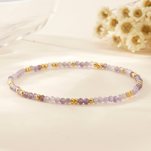 Bracelet en perles de pierre naturelle de 4 mm, tendance, avec entretoises dorées géométriques, empilable, petit modèle, vente en gros, support OEM personnalisé pour les revendeurs - Product Image 3